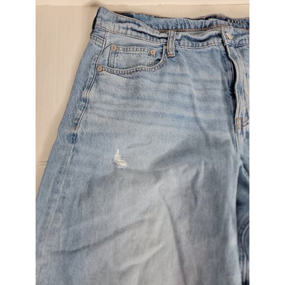 AMERICAN EAGLE Jeans Sz 14 Super High Rise Ultra Wide Leg Drapey Distressed - Picture 4 of 12